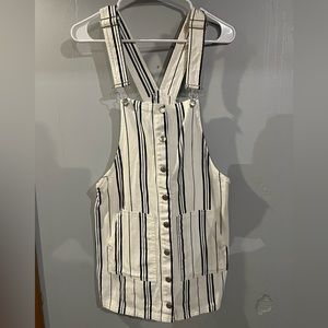 MIAMI brand denim striped‎ overall skirt! Black and white strips SzLarge